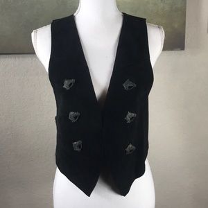 100% leather vest with horse pins size small